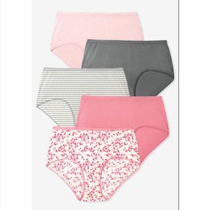 Comfort Choice Womens 10 Pack Rose Hearts Cotton Full-Cut Brief Plus Size 16 9x